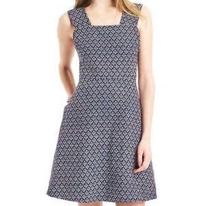 GAP · TRUE BLACK PRINTED LINEN FIT & FLARE DRESS - SIZE 0